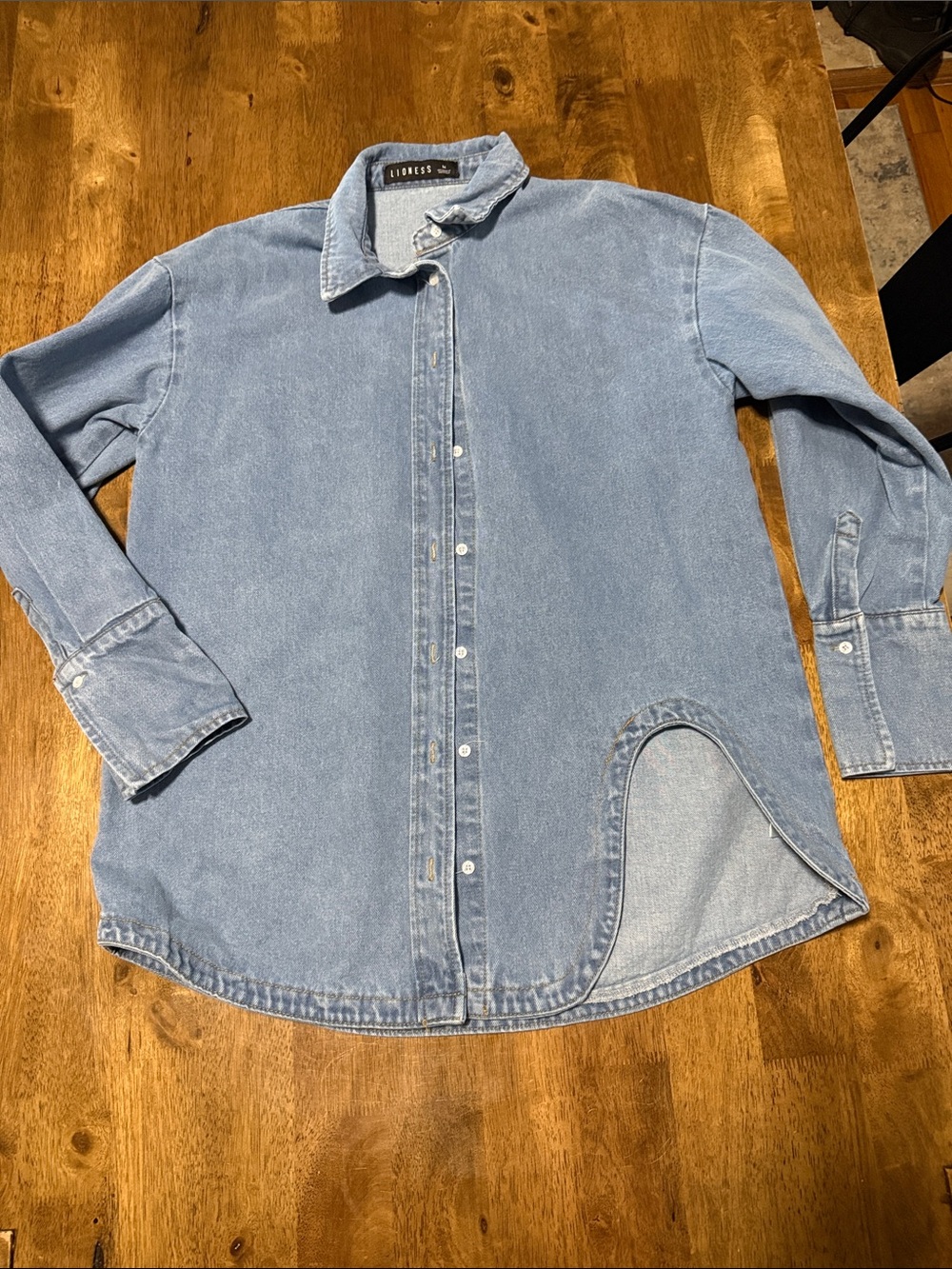 Lioness Light Blue Denim Button-Front Shirt